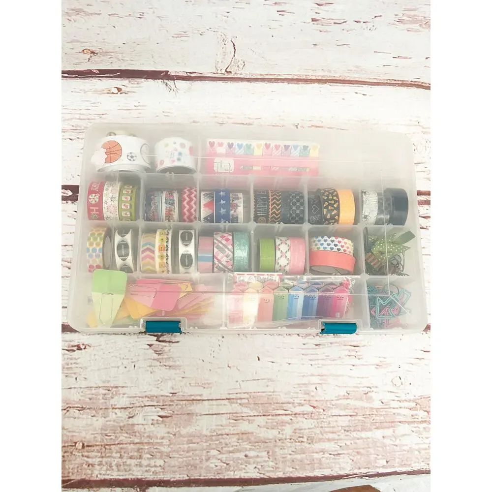 Megalot Washi Tape Planner Supply Station Set Aesthetic Craft Storage Box